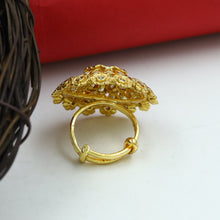 Kundan Cocktail Adjustable Mint Green Ring 15536-2683