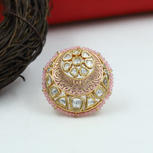 Kundan Cocktail Adjustable Pink Ring 16219-3366