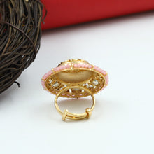 Kundan Cocktail Adjustable Pink Ring 16219-3366