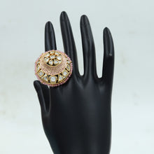 Kundan Cocktail Adjustable Pink Ring 16219-3366