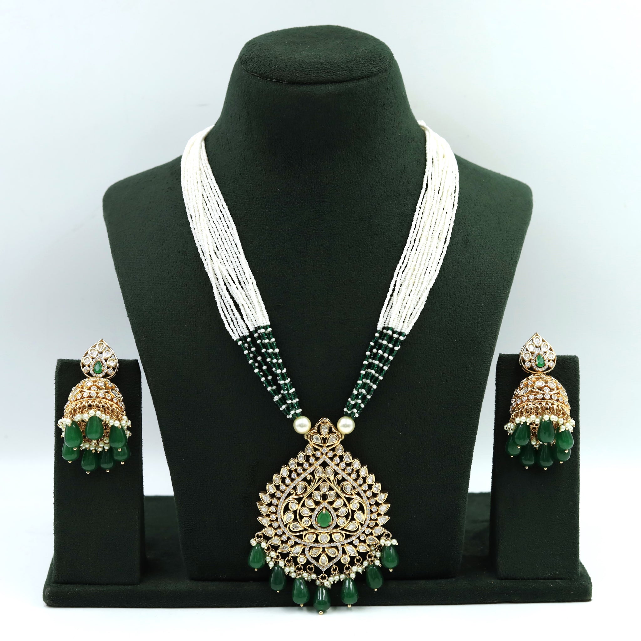 Long Neck Kundan Necklace Set 10154-28