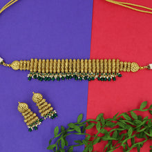 Green Gold Look Necklace Set 15424-2571