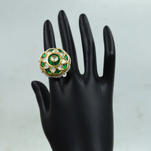 Kundan Cocktail Adjustable Green Ring 10640-6325