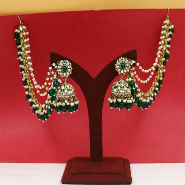 Jhumki With Kan Chain Antique Earring 19918-31