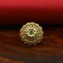Kundan Cocktail Adjustable Green Ring 15537-2684