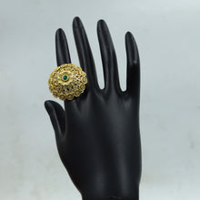 Kundan Cocktail Adjustable Green Ring 15537-2684