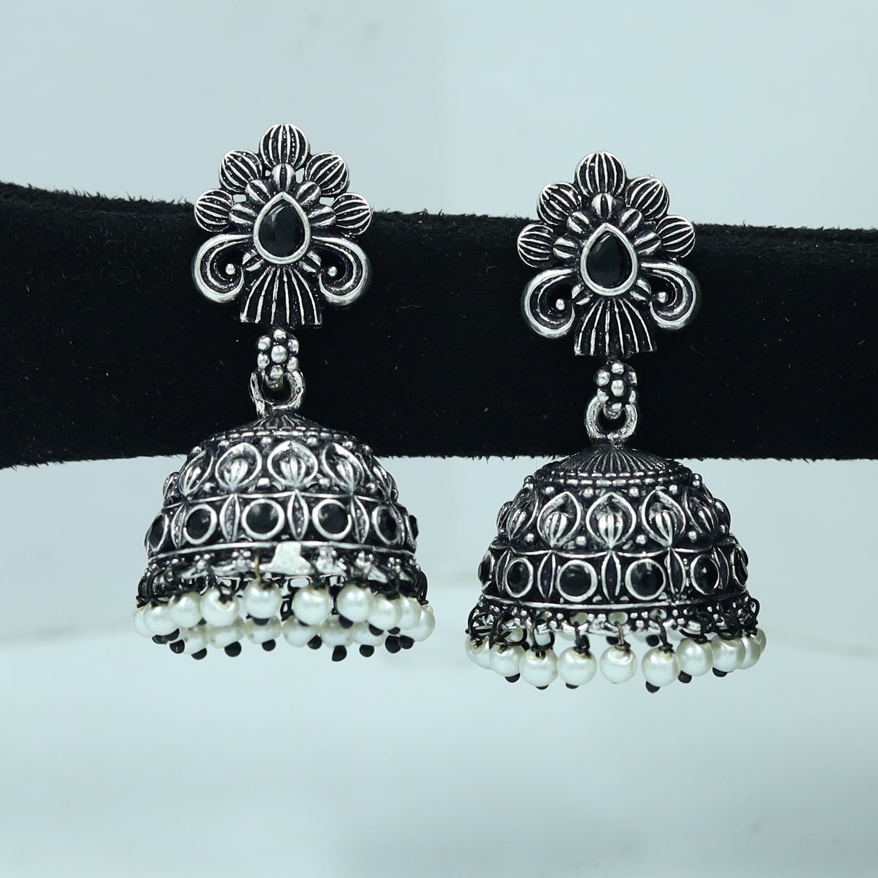 Flipkart.com - Buy Kaeya Traditional Black SIlver Oxidised Jhumka Earrings  with Ghungroo Drops Alloy Jhumki Earring Online at Best Prices in India