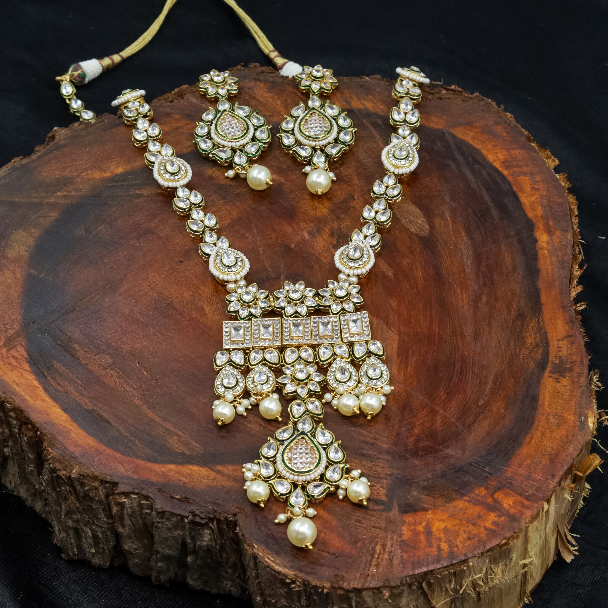 Polki Long  Necklace Set 17467-4640 - Dazzles Jewellery