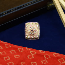 Kundan Meenakari Cocktail Adjustable Pink Ring  10784-6553