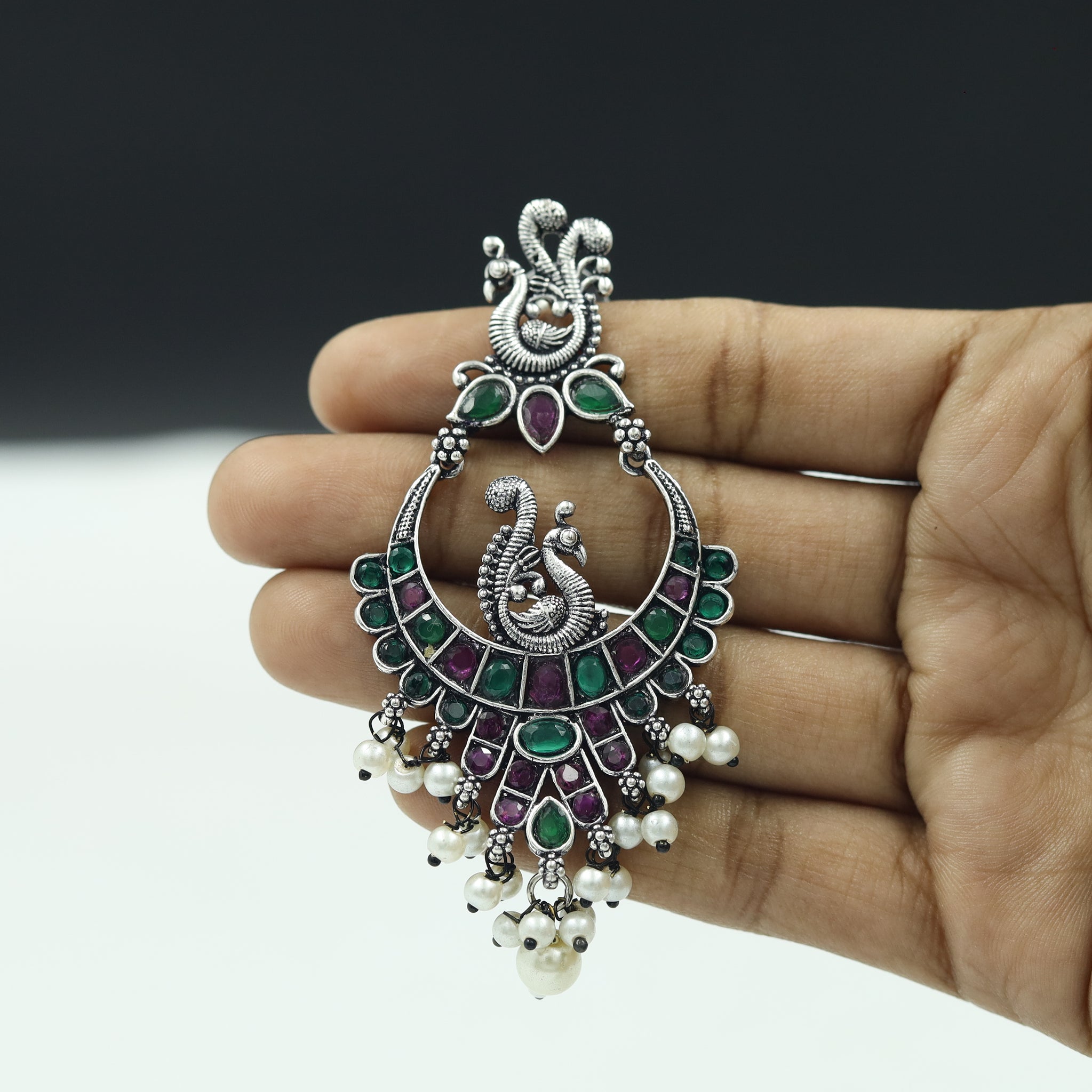 Chandbali Oxidized Earring 11602-81