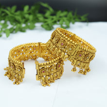 Antique Gold Finish Ruby Bangles/Kada 15868-3015