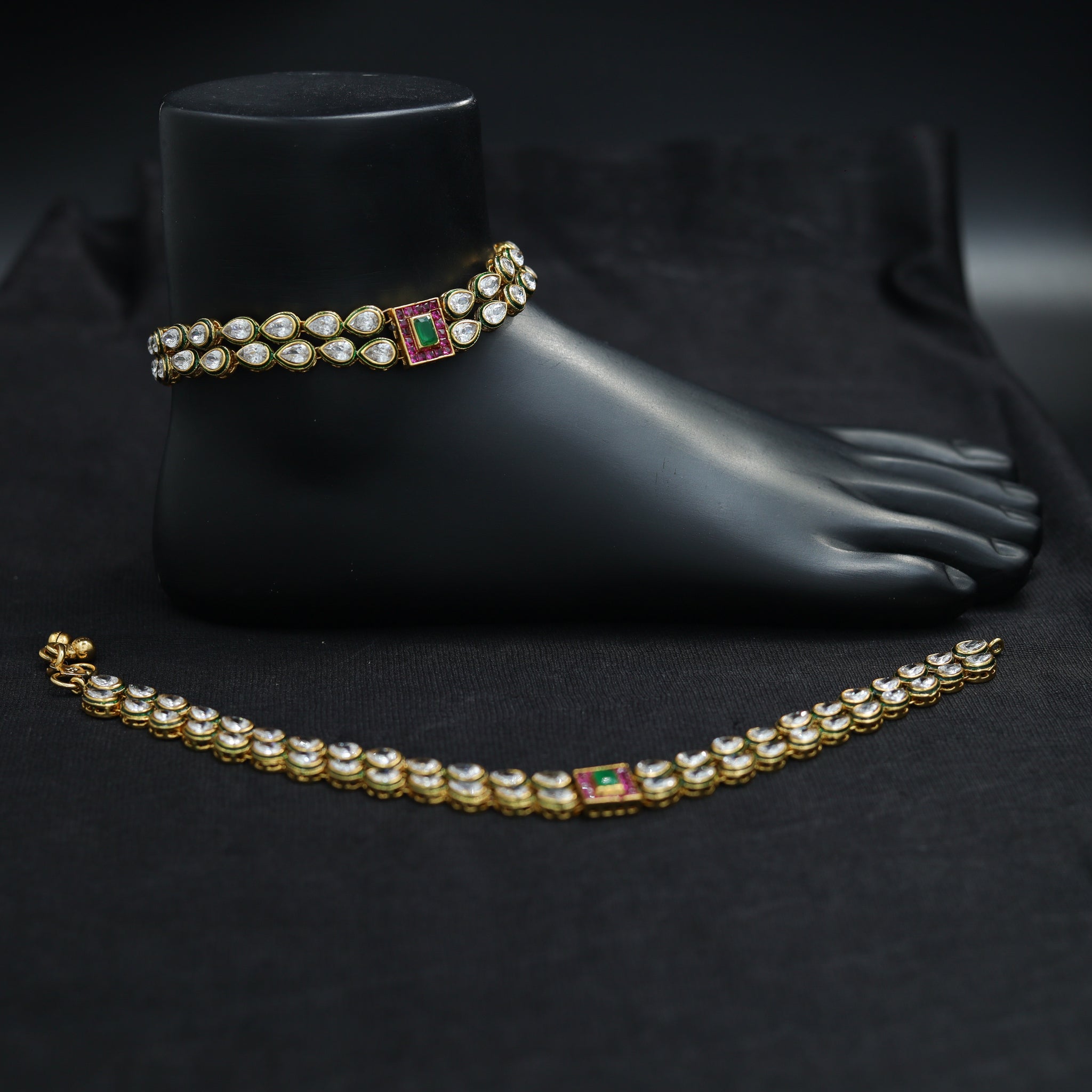 Polki Ruby Green Payal/Anklets 16801-3949