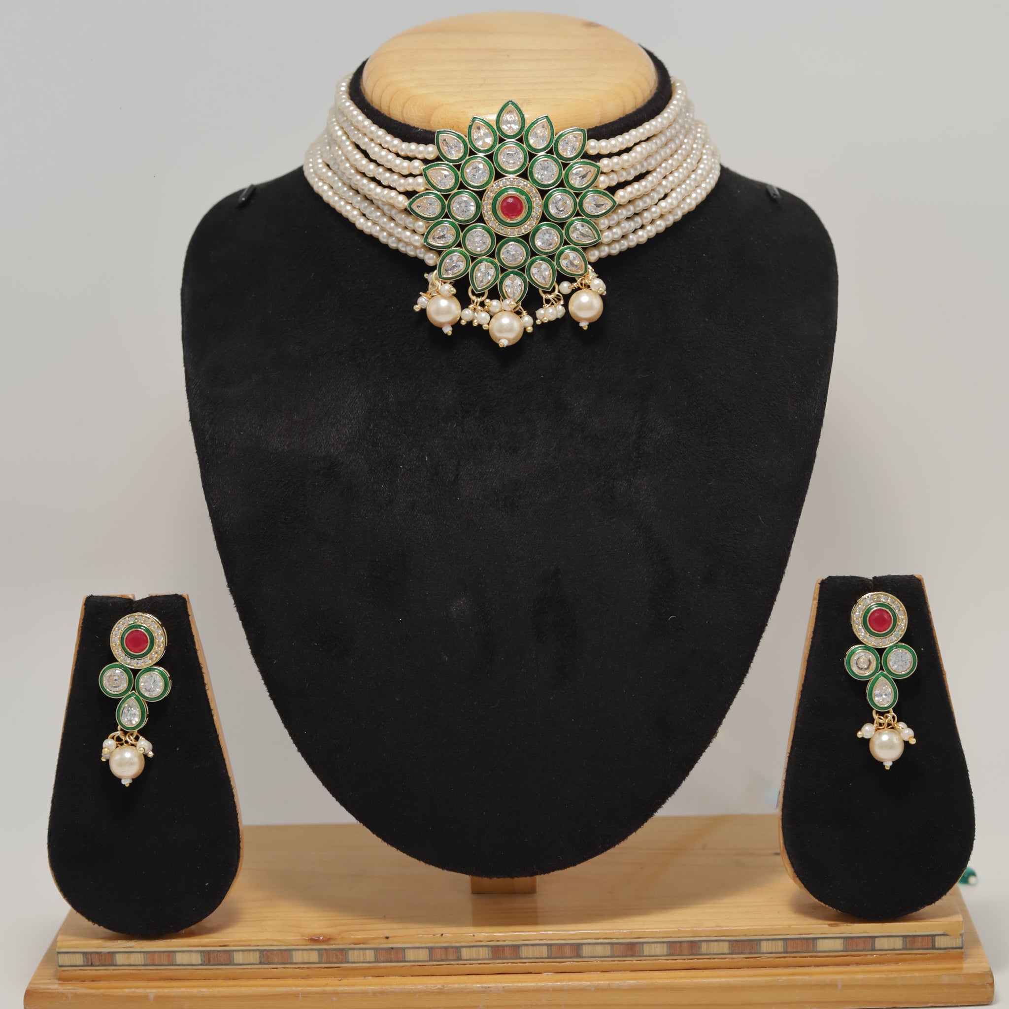 White Polki Necklace Set 19500-6683