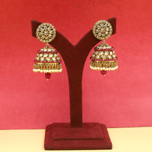 Mehandi Finish Antique Jhumki Earring 13468-100