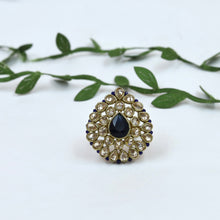 Antique Finish Cocktail Adjustable Blue Ring 9657-4661