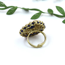 Antique Finish Cocktail Adjustable Blue Ring 9657-4661