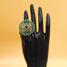 Green Color Mehandi Polish Cocktail Ring 14297-1387
