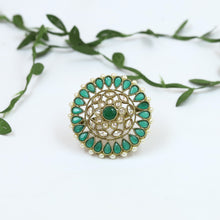 Green Color Mehandi Polish Cocktail Ring 14297-1387