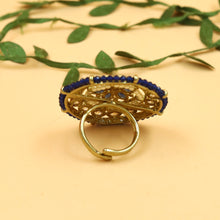Antique Finish Cocktail Adjustable Blue Ring 9653-4642