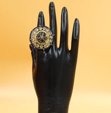 Antique Finish Cocktail Adjustable Blue Ring 9653-4642