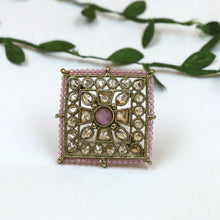 Antique Finish Cocktail Adjustable Pink Ring 13264-0159