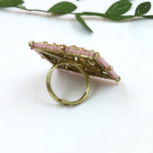 Antique Finish Cocktail Adjustable Pink Ring 13264-0159