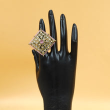 Antique Finish Cocktail Adjustable Pink Ring 13264-0159