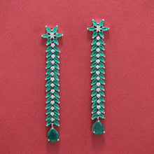 Emerald Green Stone Long Zircon/AD Earring 12259-8620