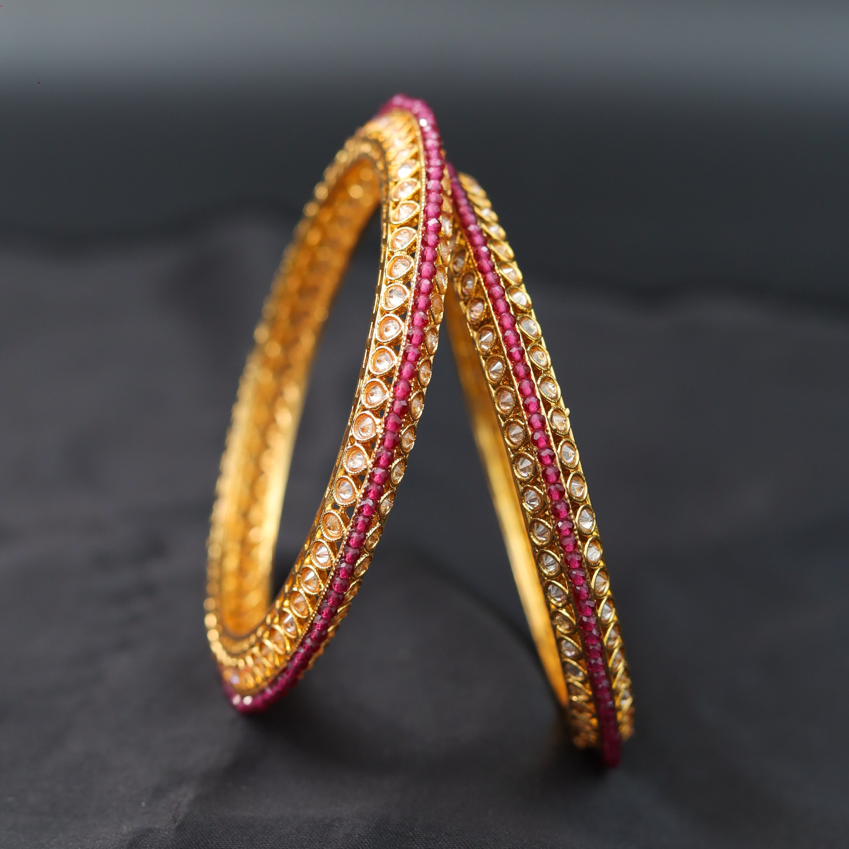 Buy Gold Plated Ruby Bangles Kada 16744 3892 Online 6844878290997 Dazzles Jewellery