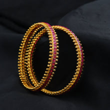 Gold Plated Ruby Bangles/Kada 10578-6251
