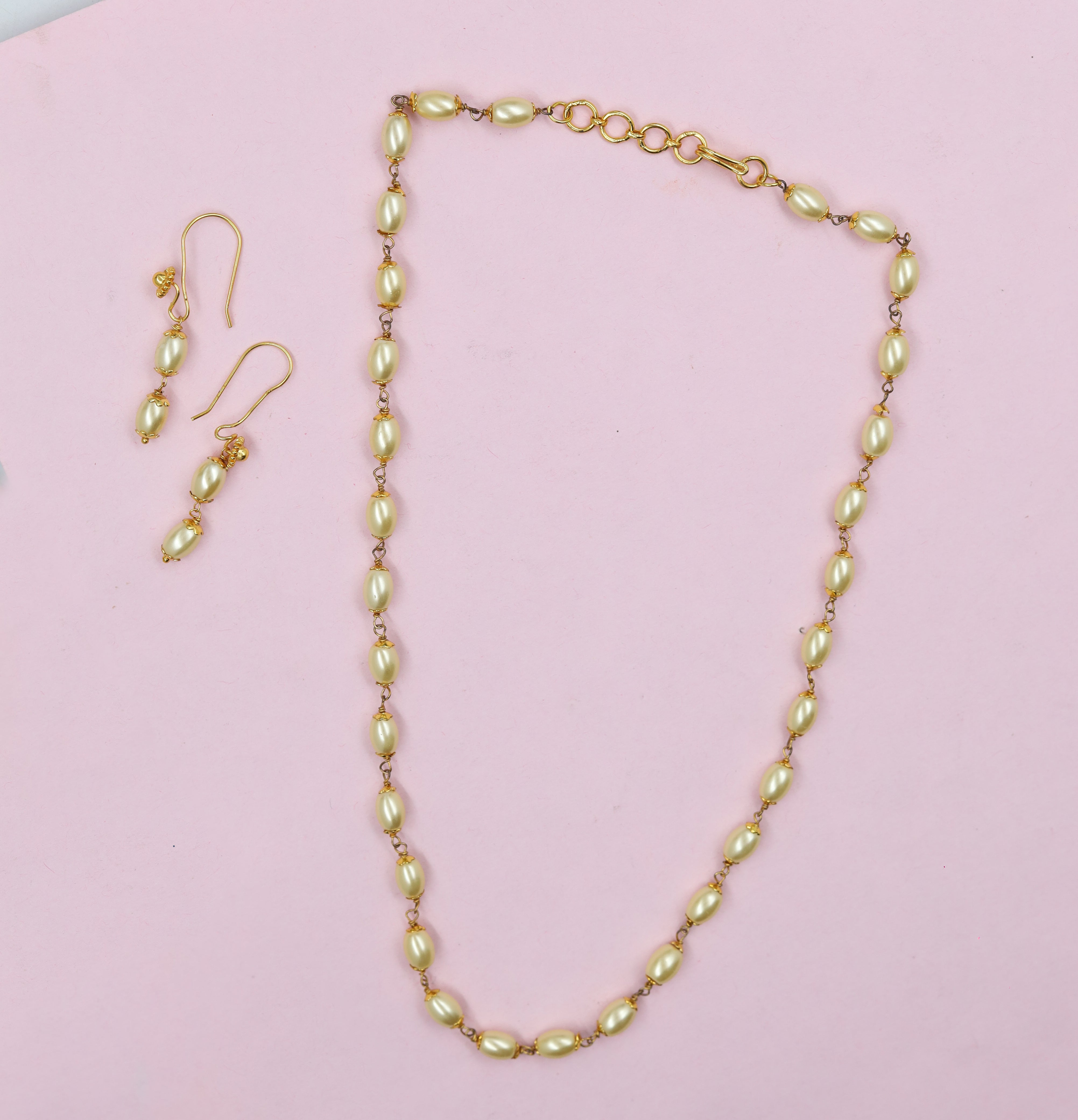Buy Lt. Yellow Pearl Necklace Set Online 6844362686517 Dazzles Jewellery