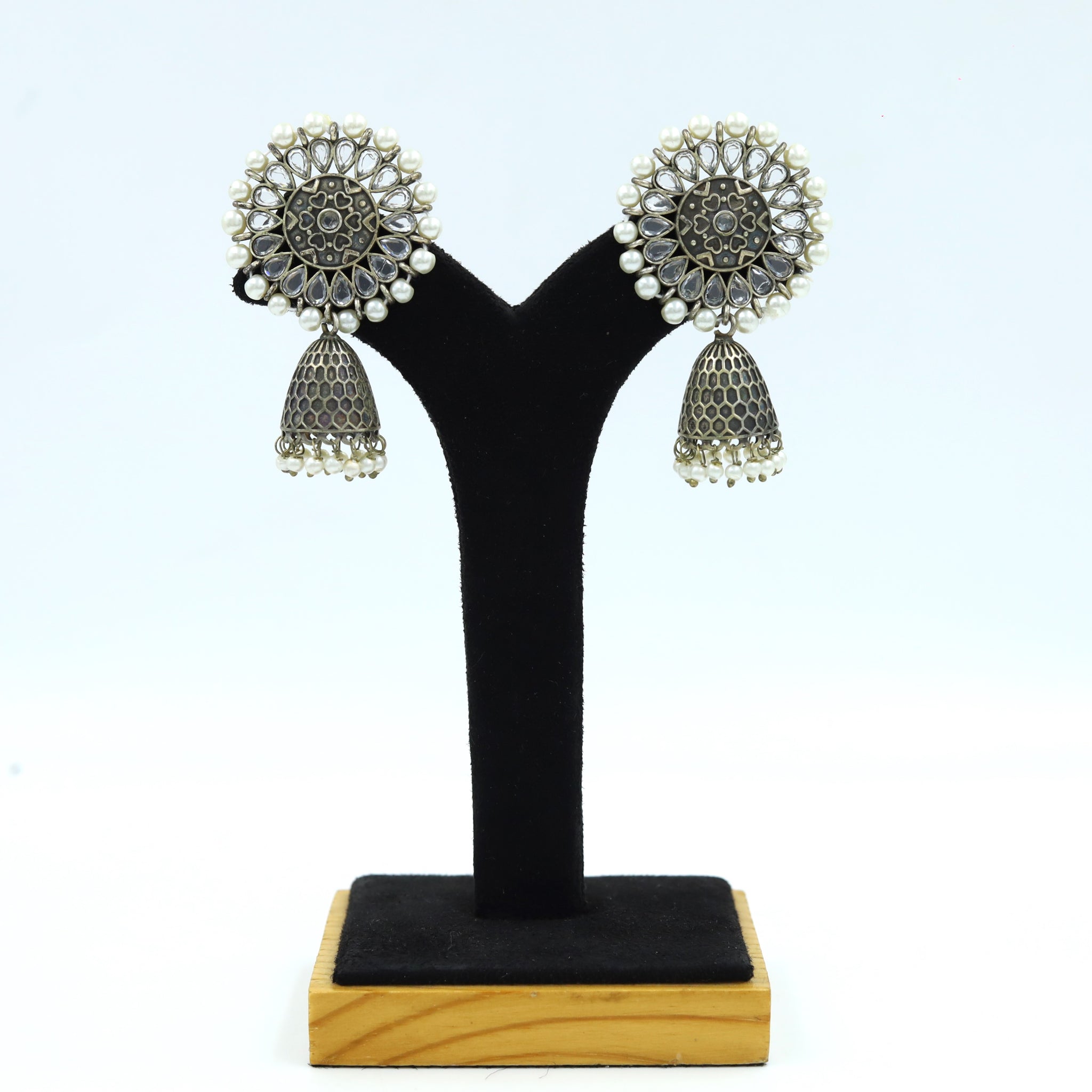 White Oxidized Earring