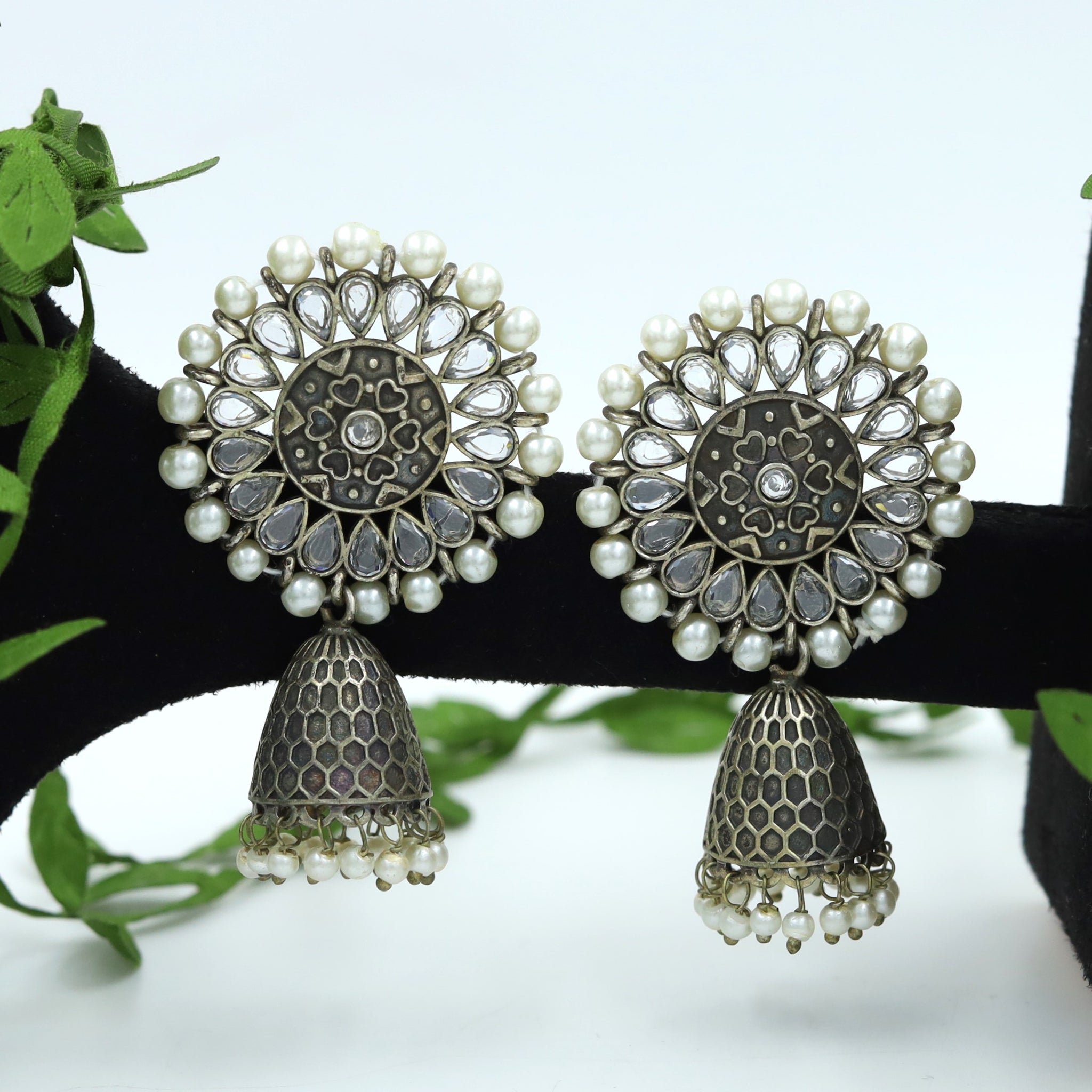 White Oxidized Earring