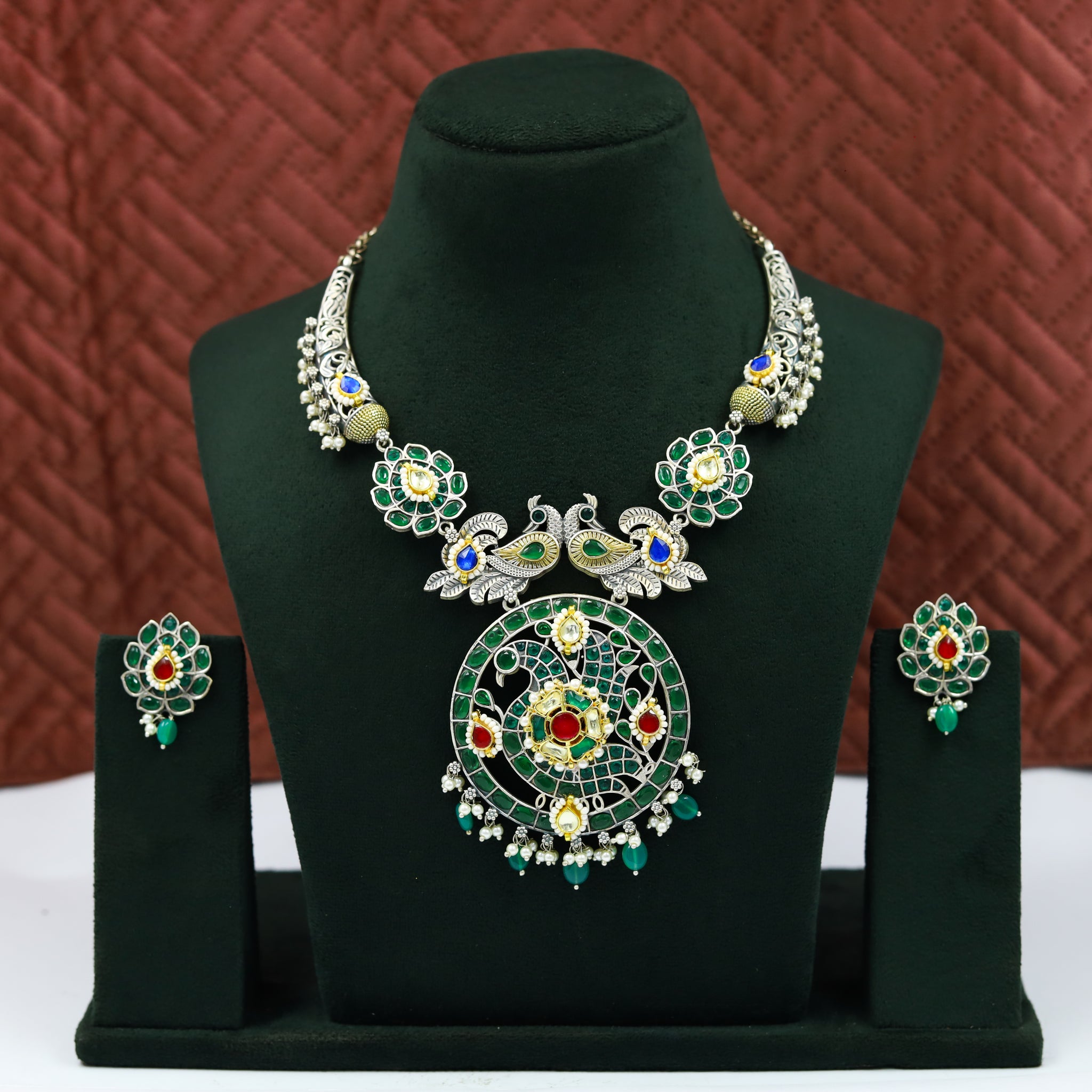Round Neck Oxidized Necklace Set 12603-28