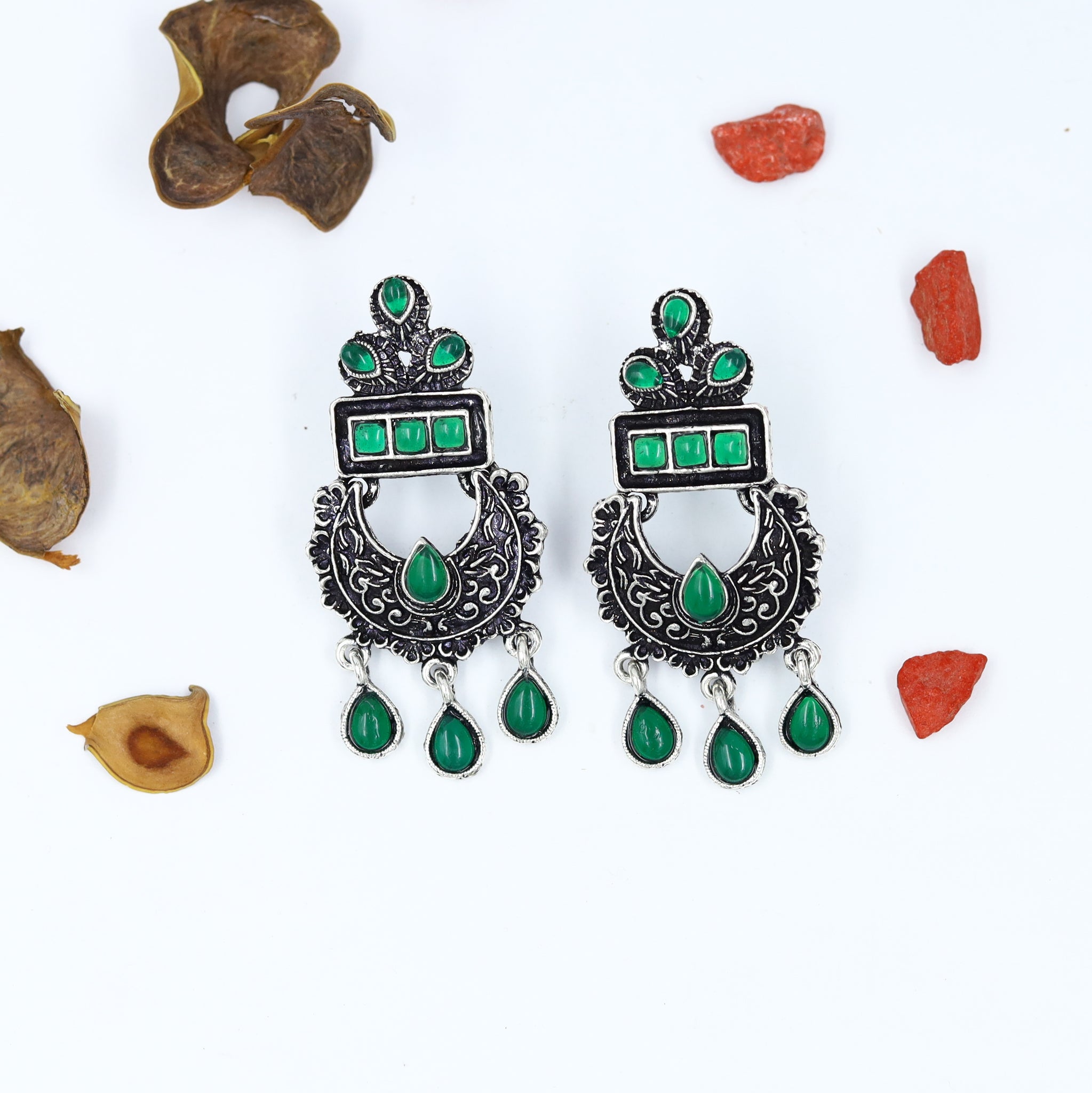 Chandbali Oxidized Earring 13202-33