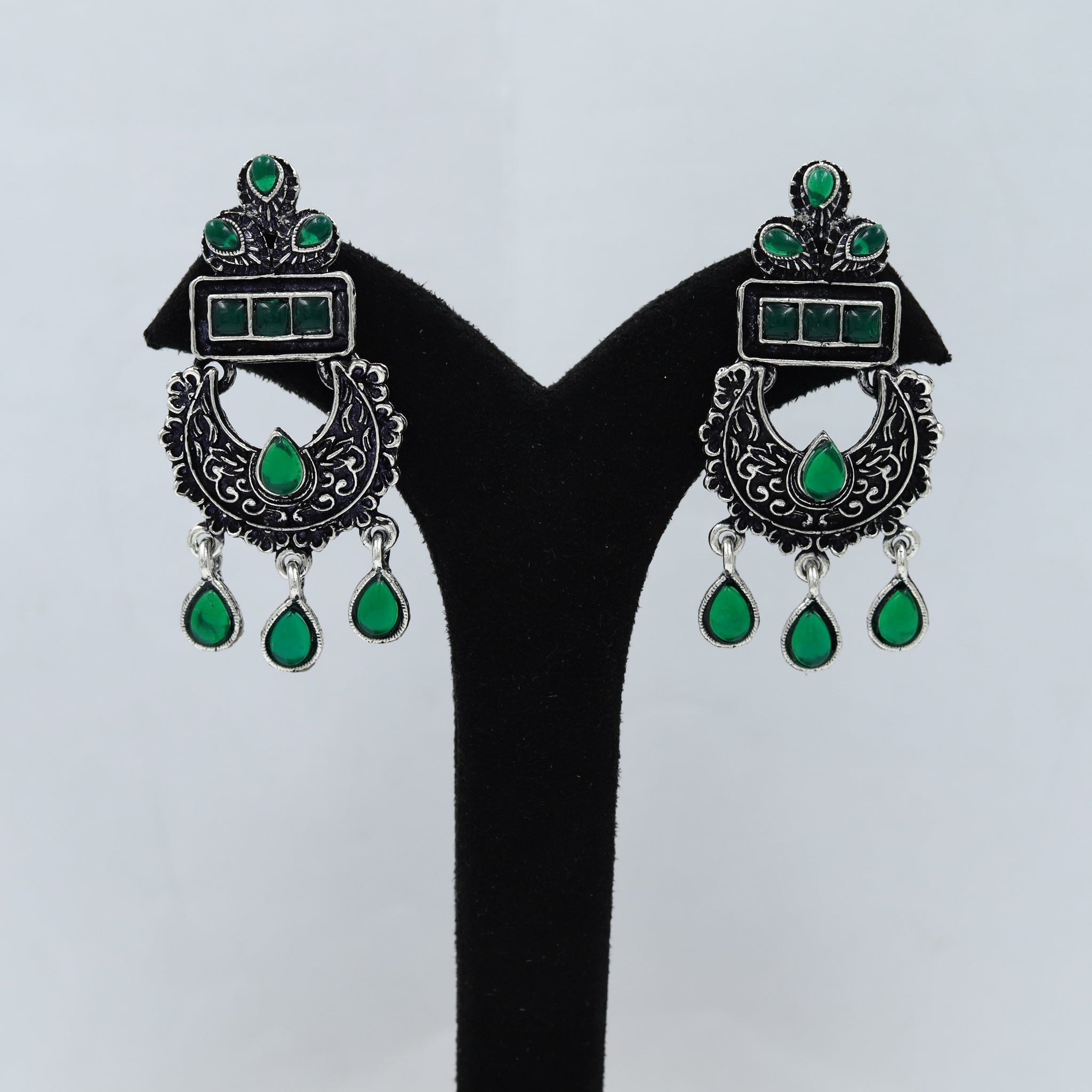 Chandbali Oxidized Earring 13202-33