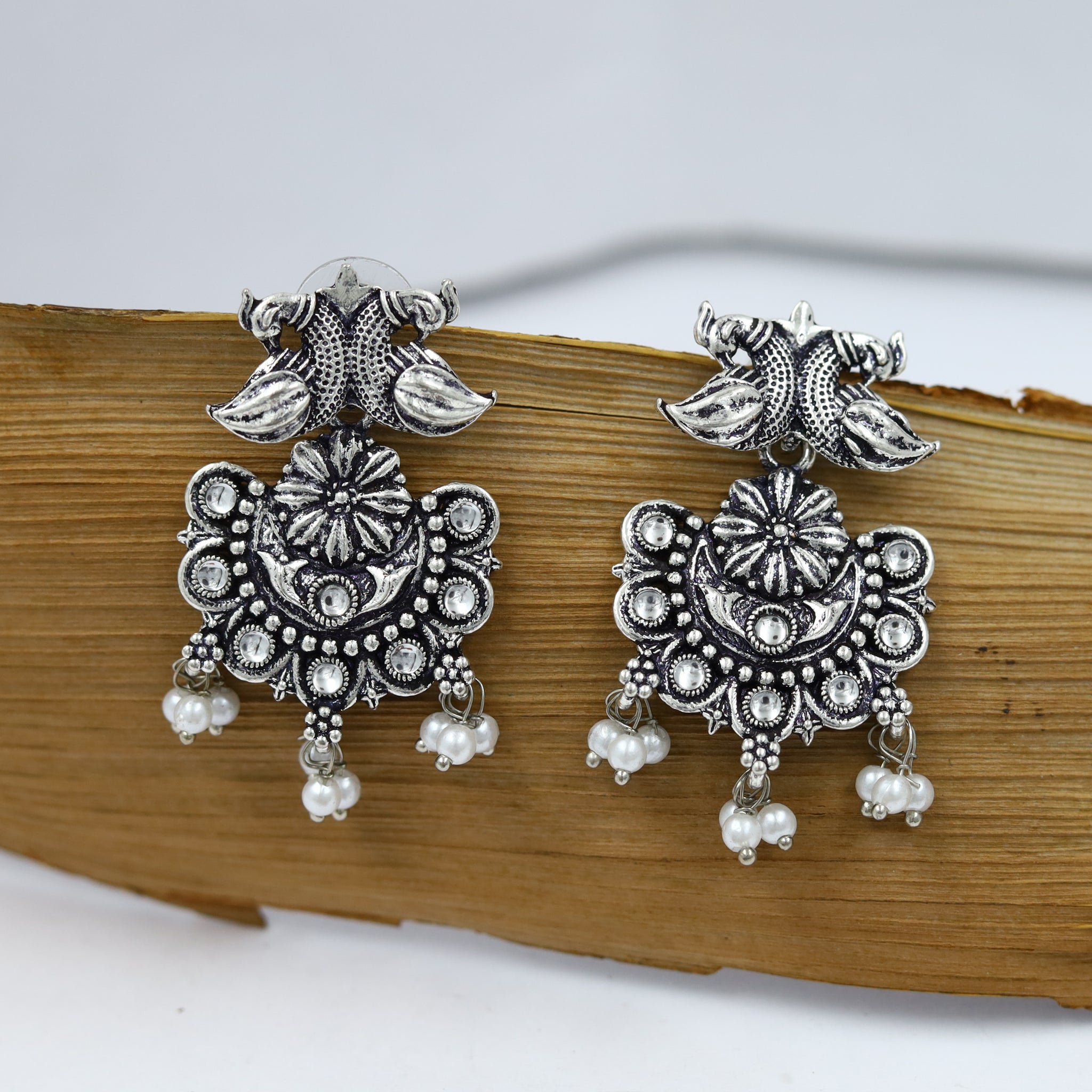 Chandbali Oxidized Earring 13207-33