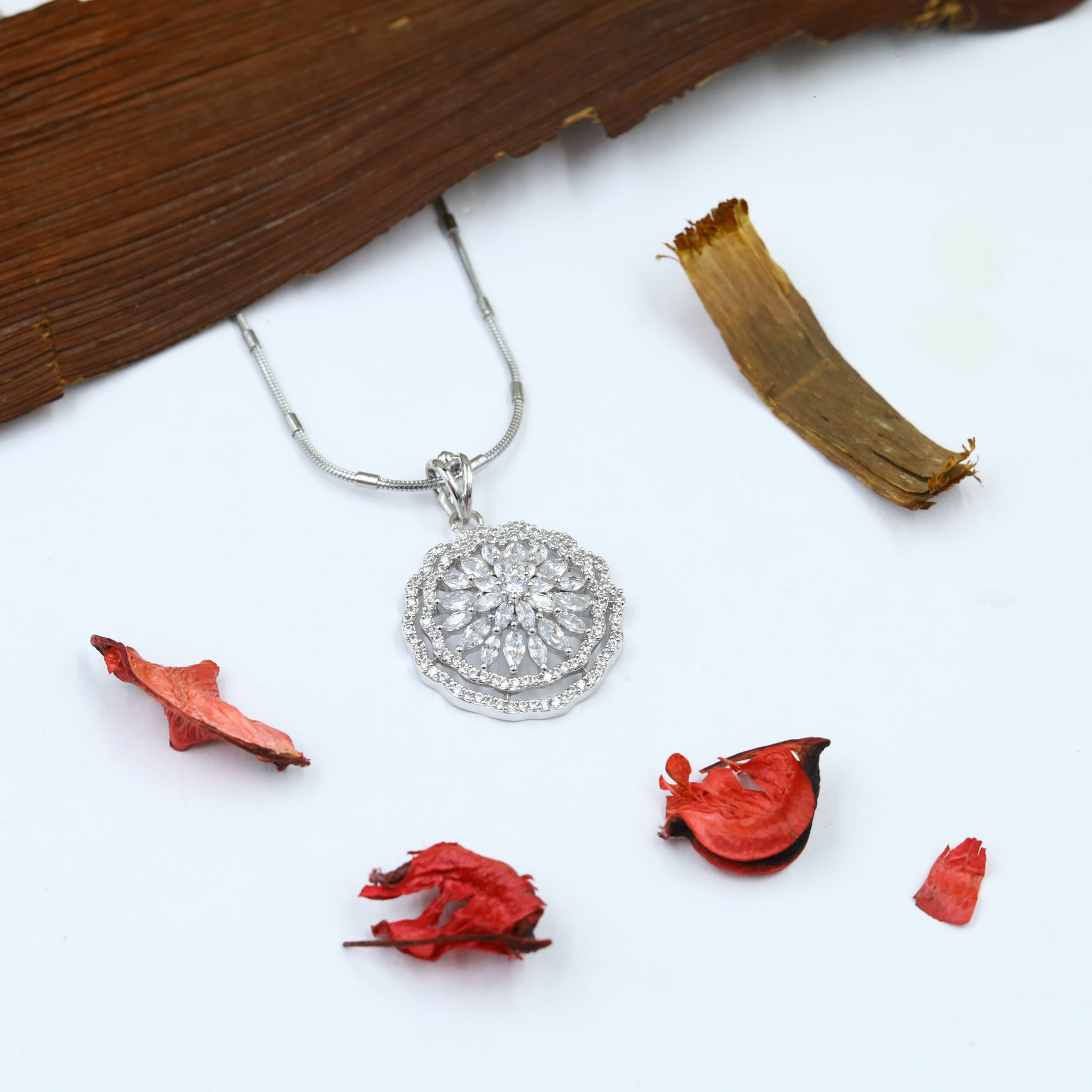 Silver Zircon/AD Pendant Set 8932-3070