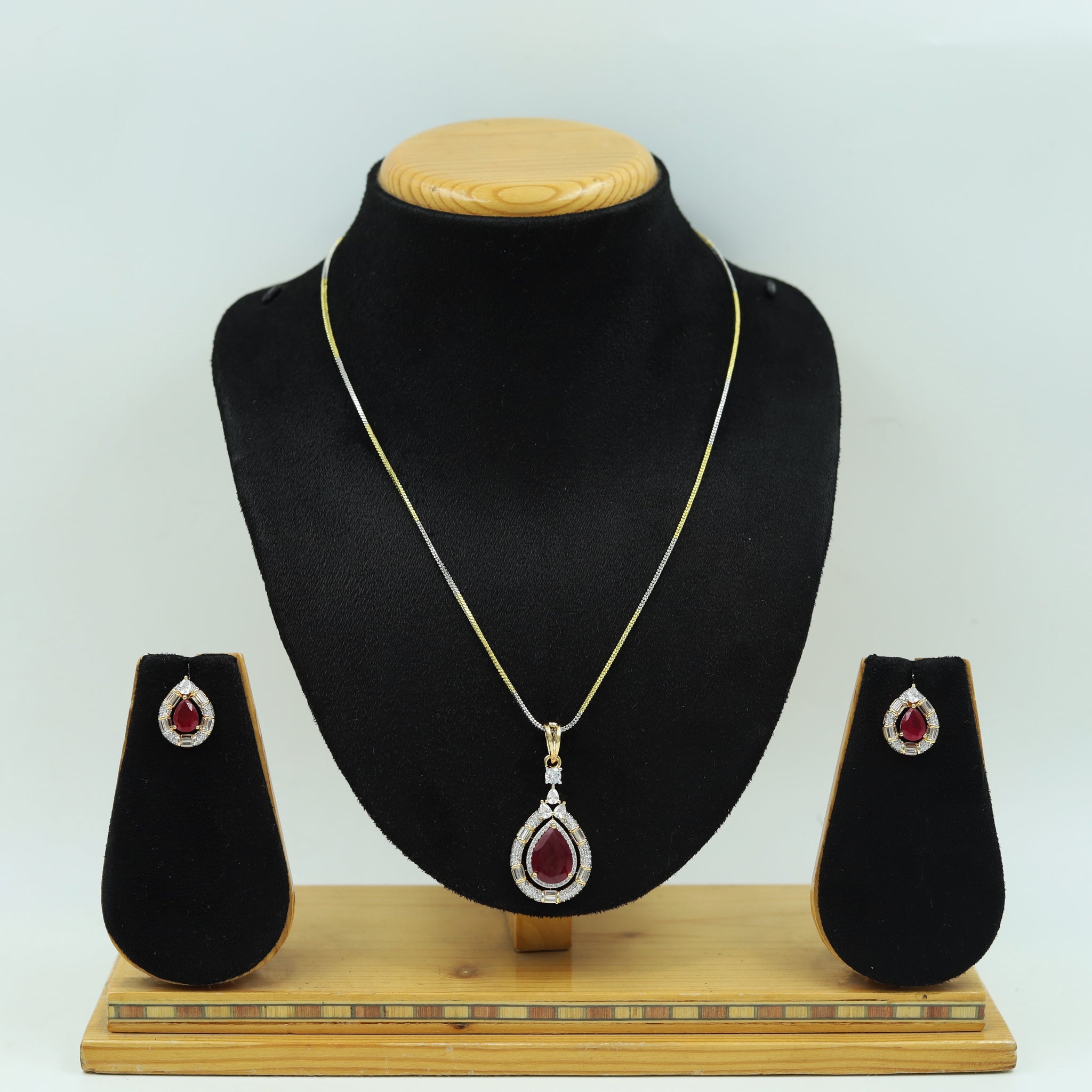 Light Zircon/AD Pendant Set 16469-68