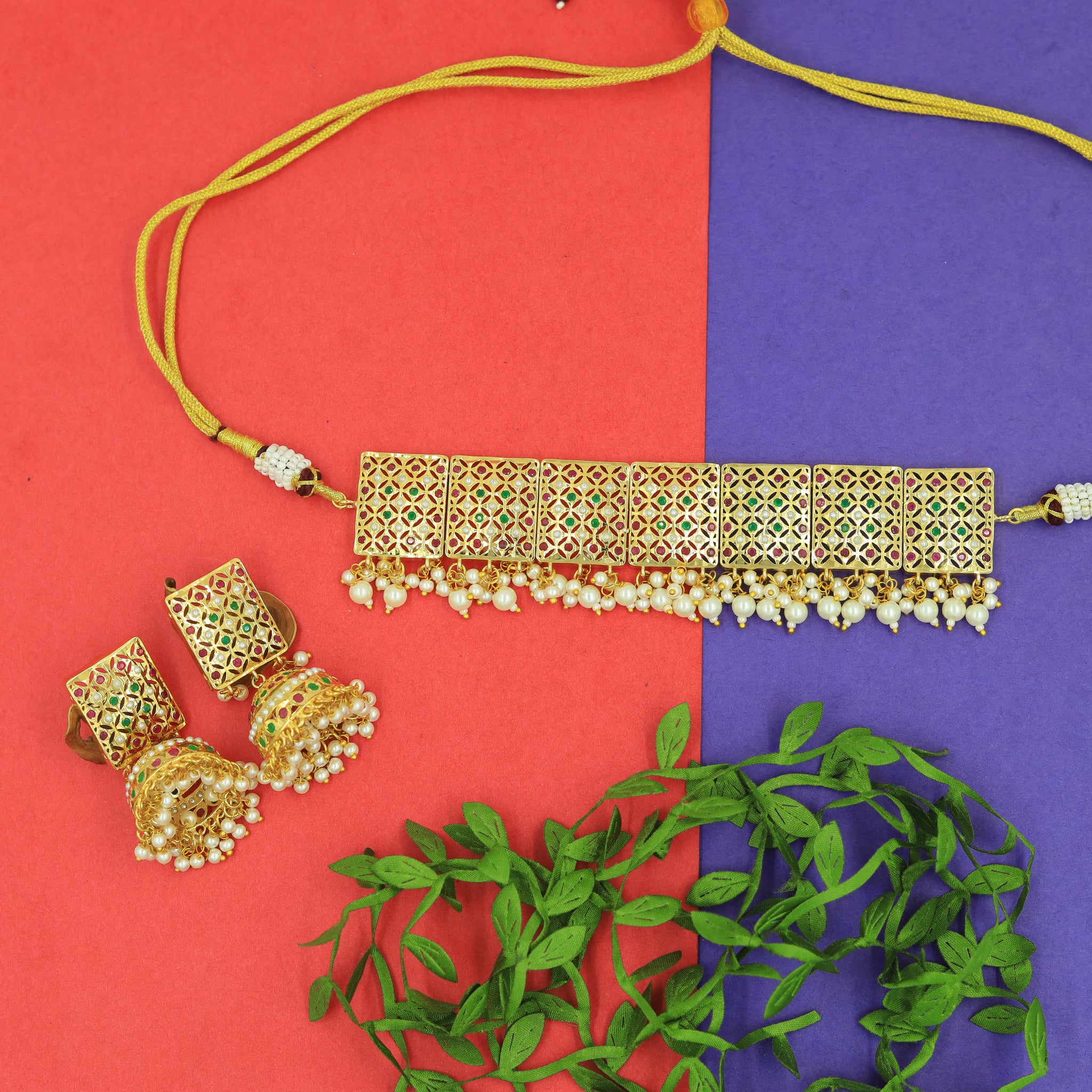 Choker Jadau Necklace Set 15976-65