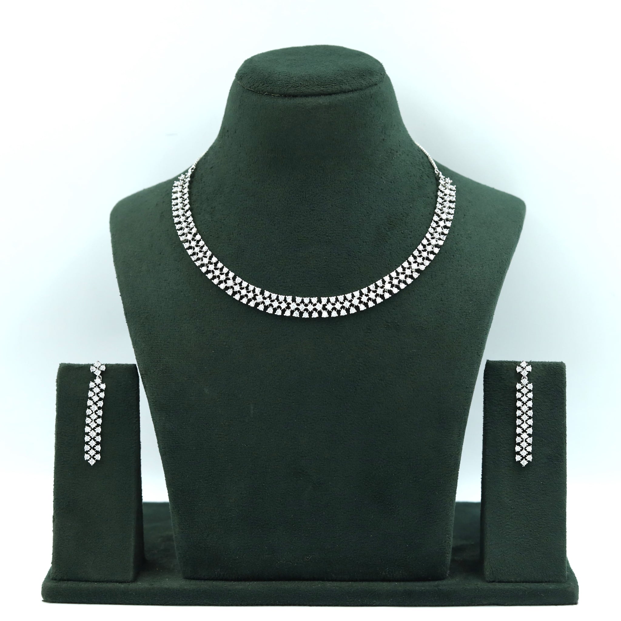 Round Neck Zircon/AD Necklace Set 16904-08