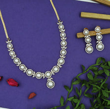 Round Neck Pearl Zircon/AD Necklace Set 16582-31