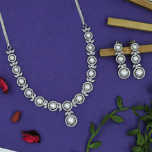 Round Neck Pearl Zircon/AD Necklace Set 16582-31