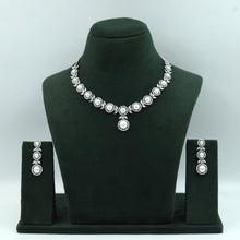 Round Neck Pearl Zircon/AD Necklace Set 16582-31