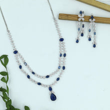 Round Neck Double Line Zircon/AD Necklace Set 16595-31