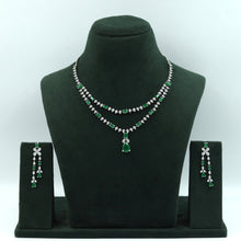 Round Neck Double Line Zircon/AD Necklace Set 16595-31
