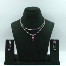 Round Neck Double Line Zircon/AD Necklace Set 16595-31