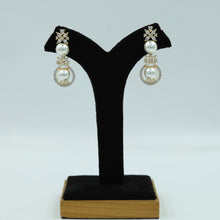 Round Neck Pearl Zircon/AD Necklace Set 16585-31