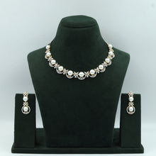 Round Neck Pearl Zircon/AD Necklace Set 16585-31