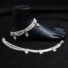 Pure Silver Red Color Payal/Anklets 6052-1118